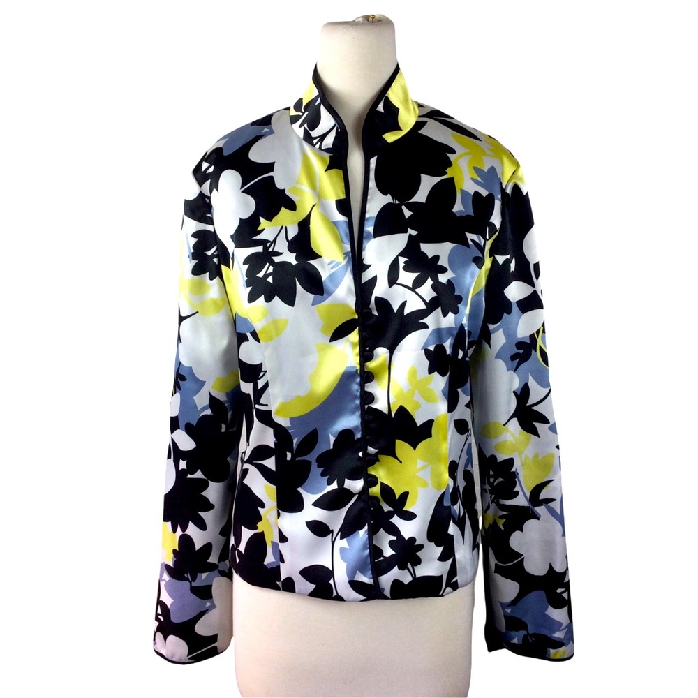 J.R. Nites Evening Jacket,‎ Blue/Yellow/Black Floral, 10